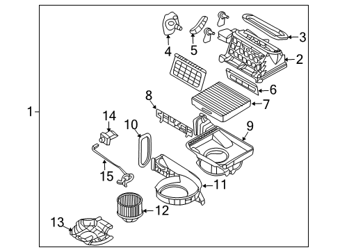 2008 Hyundai Entourage Auxiliary Heater & A/C Case-Blower, Lower Diagram for 97112-4D000