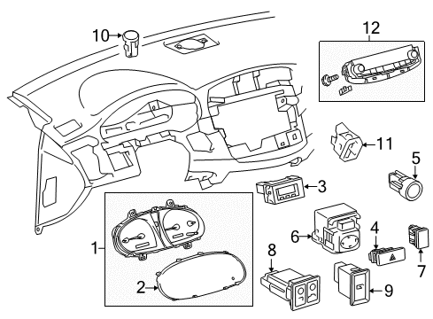 2012 Toyota Avalon Automatic Temperature Controls Hazard Switch Diagram for 84332-07020