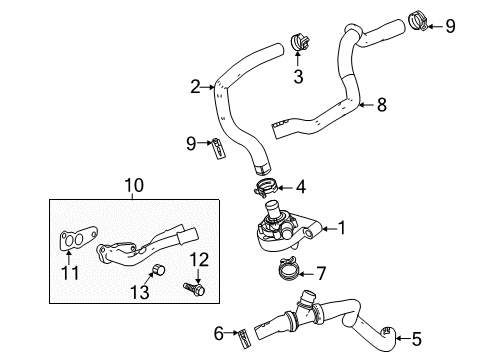 2020 Buick Regal Sportback Heater Hose Outlet Hose Diagram for 39071402