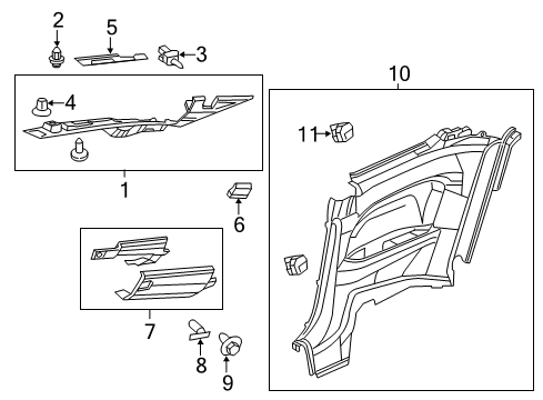 2013 Honda Civic Interior Trim - Quarter Panels Base, R. RR. Pillar *NH167L* (GRAPHITE BLACK) Diagram for 84140-TS8-A01ZC