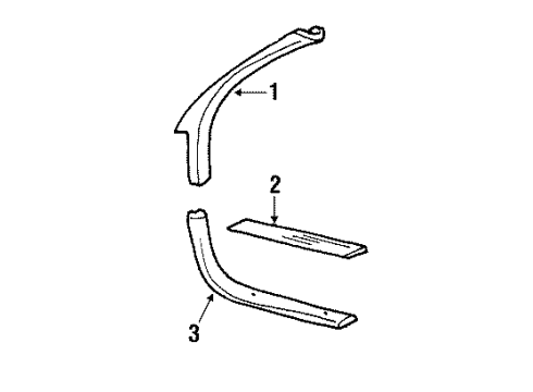 1991 Oldsmobile Cutlass Supreme Interior Trim - Pillars, Rocker & Floor MOLDING, Windshield Garnish Molding Diagram for 10207830
