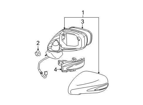 2012 Lexus IS250 Outside Mirrors Mirror Assembly, Outer Rear Diagram for 87940-53561-D0