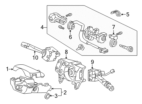 2000 Honda Accord Switches Lock Assy., Steering Diagram for 35100-S84-A23NI