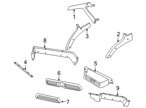 2001 Dodge Ram 3500 Van Interior Trim - Pillars, Rocker & Floor Molding-Windshield GARNISH Diagram for 5GY59XDVAB