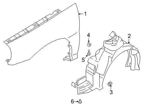 2002 Kia Rio Fender & Components Guard-Mud, LH Diagram for 0K30A56141