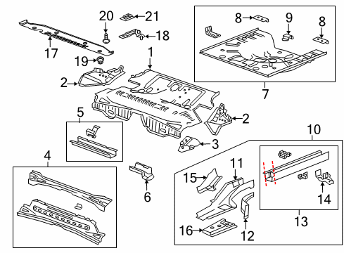 2013 Chevrolet Cruze Rear Body - Floor & Rails Rear Floor Pan Reinforcement Plate Diagram for 12778629