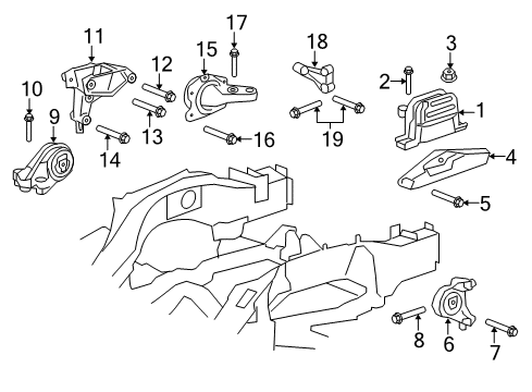 2012 Chevrolet Captiva Sport Engine & Trans Mounting Transmission Mount Bracket Diagram for 25888338