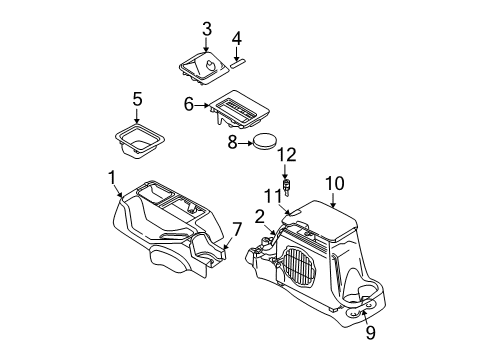 2002 Jeep Wrangler Console Console-Floor Diagram for 5HF13RK5AD