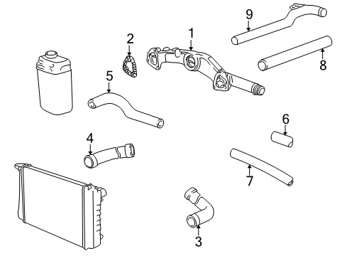 1995 BMW 750iL Hoses, Lines & Pipes Water Hose Assy Diagram for 64218390765