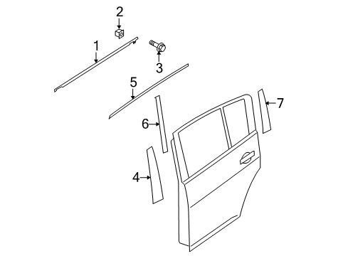 2009 Nissan Versa Exterior Trim - Rear Door MOULDING - Rear Door Outside, LH Diagram for 82821-EE40A