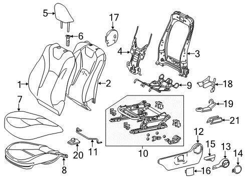 2018 Toyota Prius Driver Seat Components Seat Back Frame Diagram for 71014-47150