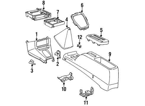 1995 Toyota Tercel Center Console Rear Console Diagram for 58901-16150-B0