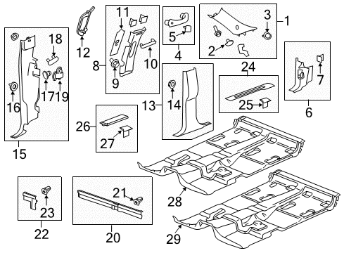 2011 Chevrolet Silverado 2500 HD Interior Trim - Cab Molding Asm-Body Lock Pillar Garnish *Cashmere Diagram for 22871295