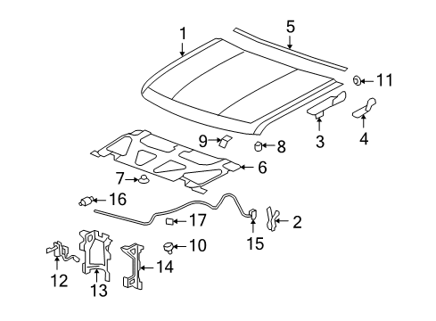 2012 Chevrolet Silverado 1500 Hood & Components Insulator Diagram for 15164324