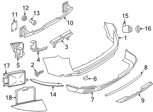 2014 BMW X5 Rear Bumper Mount, Bumper Rear Left Diagram for 51127294721