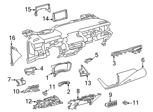 2022 Toyota Corolla Cross Cluster & Switches, Instrument Panel Finish Molding Diagram for 55011-0A140-C0