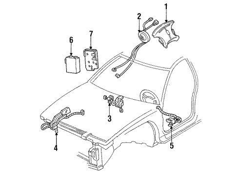 1994 Oldsmobile Cutlass Supreme Air Bag Components Sensor Asm-Inflator Restraint Front End Sheet Metal Diagram for 16161419
