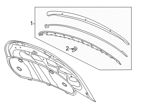 2013 Chevrolet Volt Exterior Trim - Hood Rear Molding Diagram for 20905675