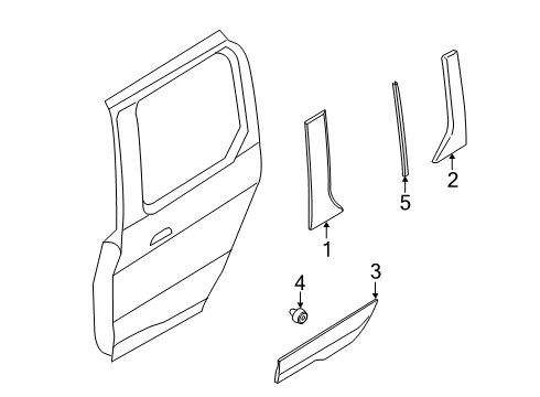 2019 Ford Transit Connect Exterior Trim - Side Loading Door Rear Molding Diagram for DT1Z-1720938-CA