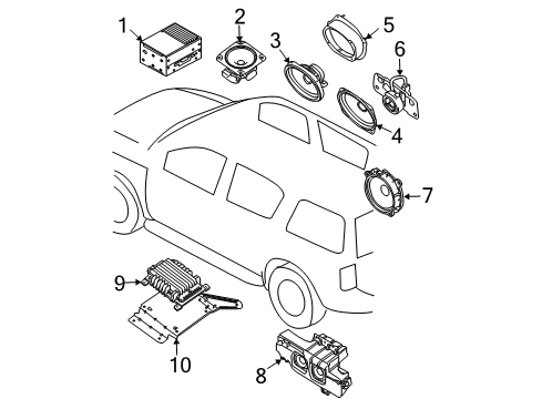 2005 Nissan Pathfinder Sound System Amp Assembly-Speaker Diagram for 28060-EA500