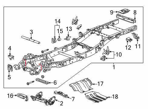 2017 Chevrolet Silverado 2500 HD Frame & Components Rear Hanger Diagram for 20909390