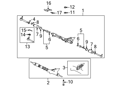 2004 Lexus LX470 Steering Column & Wheel, Steering Gear & Linkage Steering Gear Diagram for 44200-60120