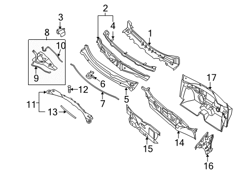 2012 Nissan Maxima Cowl Clip Diagram for 66820-9N00A