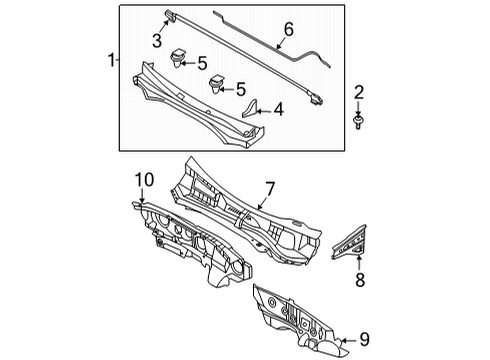 2022 Kia Sorento Cowl End Piece-Hood W/STR Diagram for 86432P2100