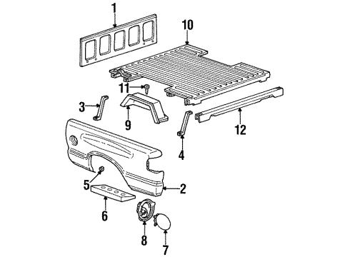 1997 Isuzu Hombre Front & Side Panels, Floor Bumper, F/Tnk Fil Dr Diagram for 8-88891-790-0