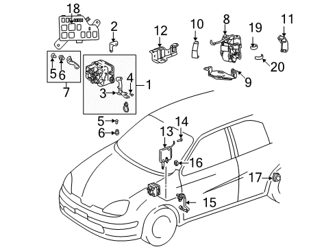 2003 Toyota Prius Anti-Lock Brakes Actuator Assembly Diagram for 44050-47020