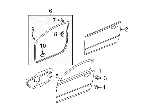 2006 Honda Civic Door & Components Weatherstrip, R FR Door Diagram for 72310-SVA-305