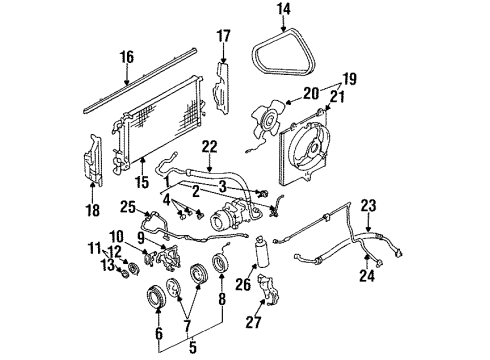 1992 Eagle Summit Belts & Pulleys PULLEY A/C Compressor Tens Diagram for MB609139