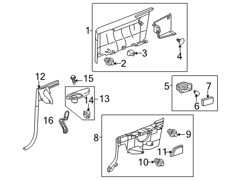 2004 Toyota Solara Interior Trim - Quarter Panels Lower Quarter Trim Diagram for 62513-06020-A0