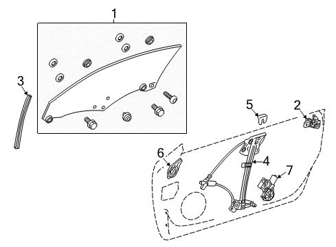 2021 Lexus RC300 Door Run, Front Door Glass Diagram for 68141-24050