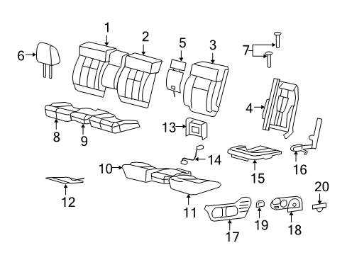 2008 Ford F-150 Front Seat Components Armrest Assembly Diagram for 7L3Z-18644A22-AB
