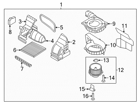 2012 Hyundai Accent A/C & Heater Control Units Motor Assembly-Blower Diagram for 97111-1R000