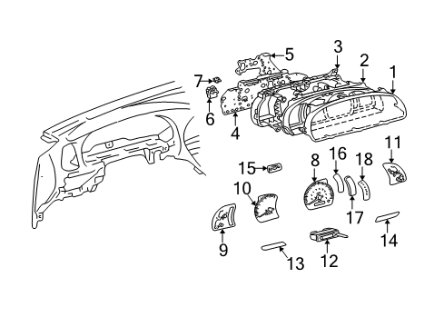 2003 Toyota Tundra Instruments & Gauges Speedometer Head Diagram for 83220-0C070