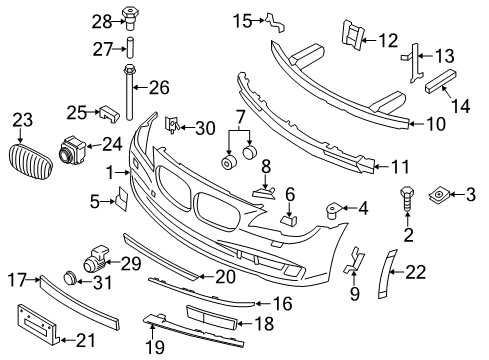 2015 BMW ActiveHybrid 7 Front Bumper Grille, Front, Left Diagram for 51137295299