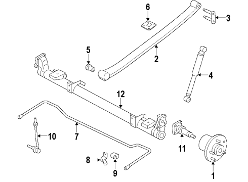 2010 Ford Transit Connect Rear Axle, Stabilizer Bar, Suspension Components Stabilizer Bar Diagram for 7T1Z-5A772-A