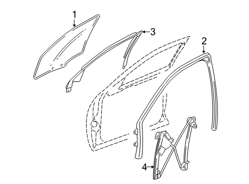 2009 Cadillac STS Front Door Glass Weatherstrip Diagram for 15265340