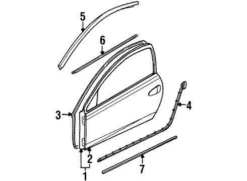 2002 Mercury Cougar Door & Components, Exterior Trim Window Molding Diagram for F8RZ-6351727-AA