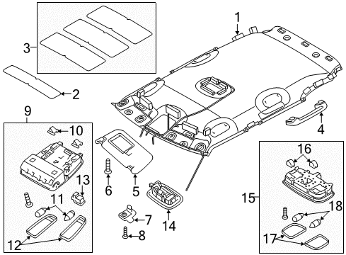 2018 Kia Soul EV Interior Trim - Roof Lens-OVERHEADEAD Console Diagram for 92823B2000