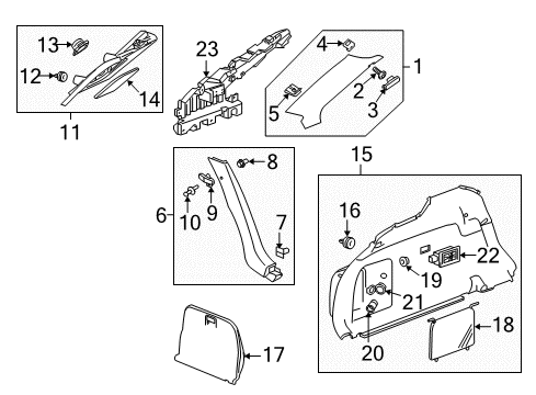 2014 Cadillac CTS Interior Trim - Quarter Panels Lock Pillar Trim Diagram for 22911863