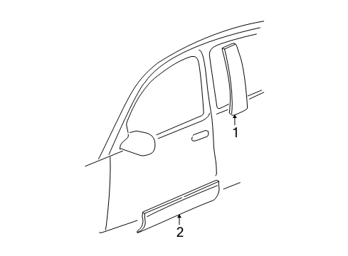 2003 Buick Park Avenue Exterior Trim - Front Door Molding Kit, Front Side Door Center - RH *Paint To Mat Diagram for 12374517