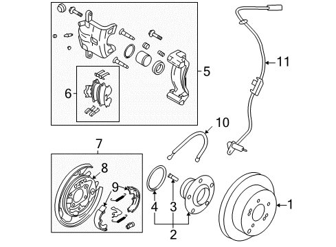 2005 Kia Sportage Rear Brakes Brake Assembly-Parking Rear, LH Diagram for 58250-2E000