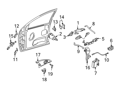 2002 Ford Focus Door - Lock & Hardware Control Rod Diagram for 5S4Z-5422134-A