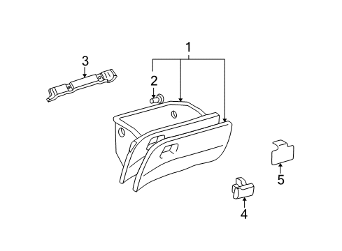 2002 Toyota Prius Glove Box Glove Box Assembly Pin Diagram for 55531-47010-B0