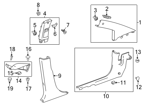 2015 Chevrolet Spark Interior Trim - Pillars, Rocker & Floor Weatherstrip Pillar Trim Diagram for 94550738