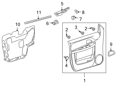 2007 Buick Terraza Front Door Door Trim Panel Clip Diagram for 11588853