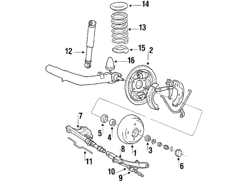 1988 Hyundai Excel Rear Brakes Spring-Rear Diagram for 55350-21110
